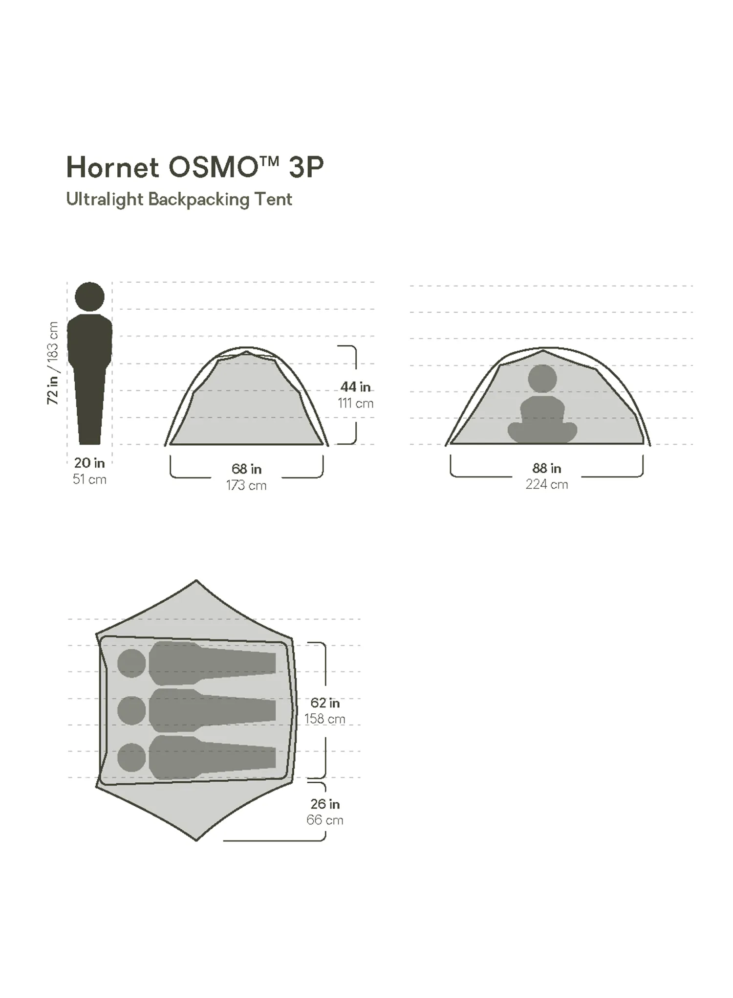 Cort 3 persoane Nemo Hornet OSMO 3P - goodnight gray