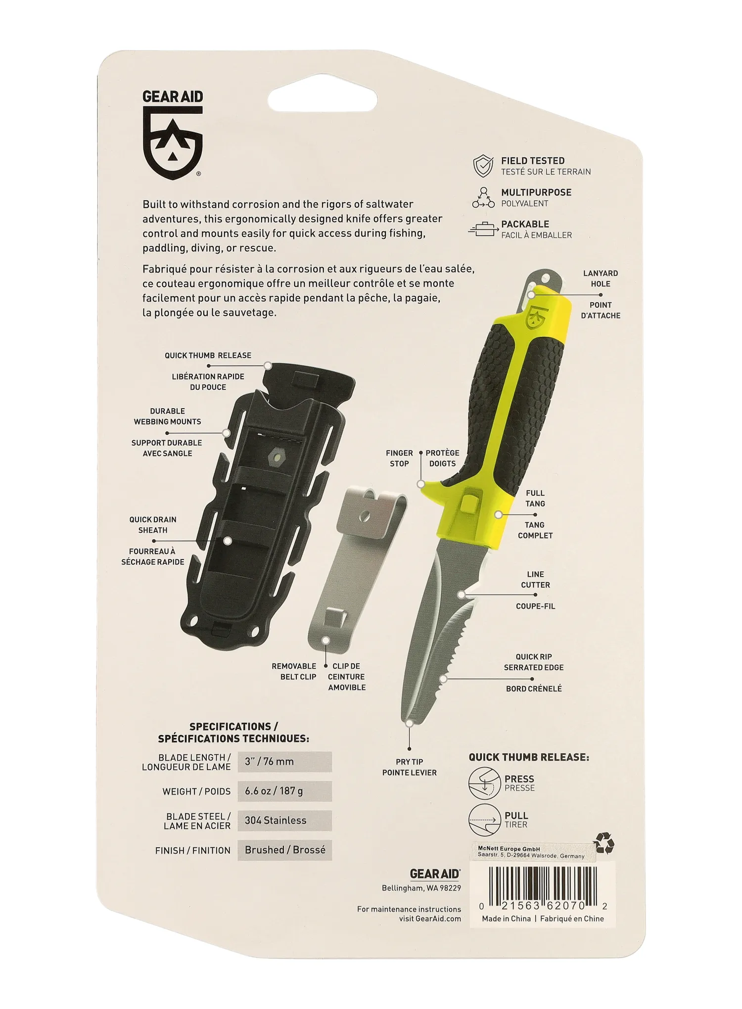 Cuțit tactic GearAid Tanu Dive and Rescue - grey