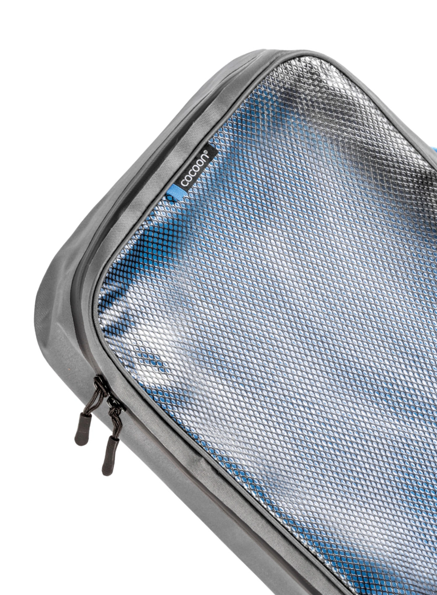 Organizator de voiaj Cocoon Packing Cube - Laminated Net Top L - grey/blue