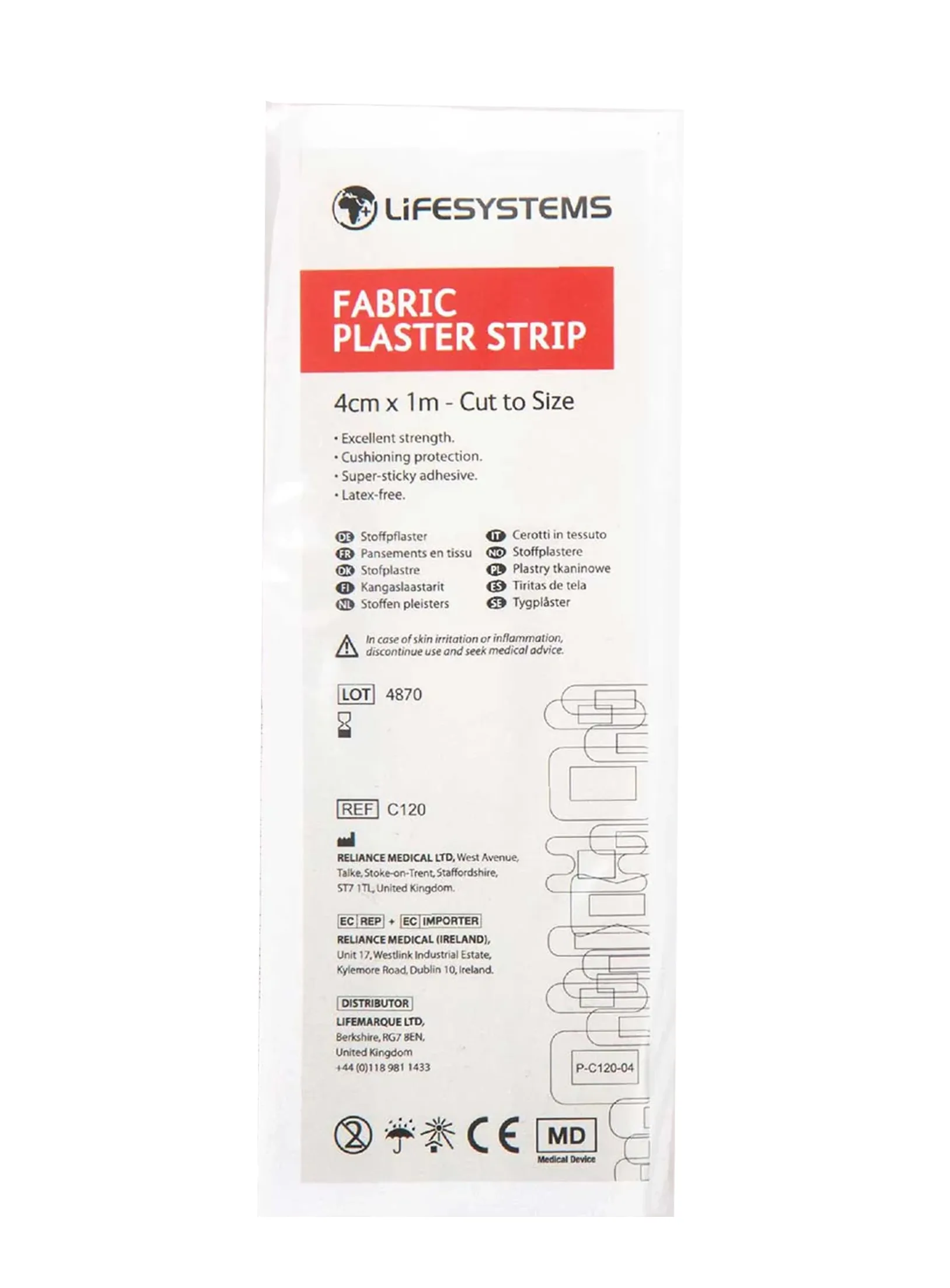 Plasturi pentru bătături Lifesystems Fabric Strip 4m x 1m x 3m - nude