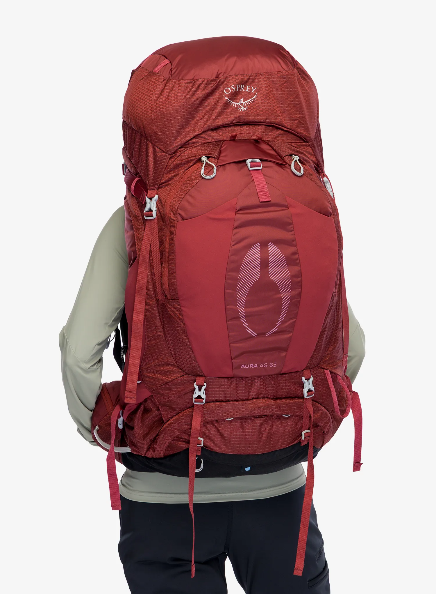 Rucsac trekking femei Osprey Aura AG 65 - berry sorbet red