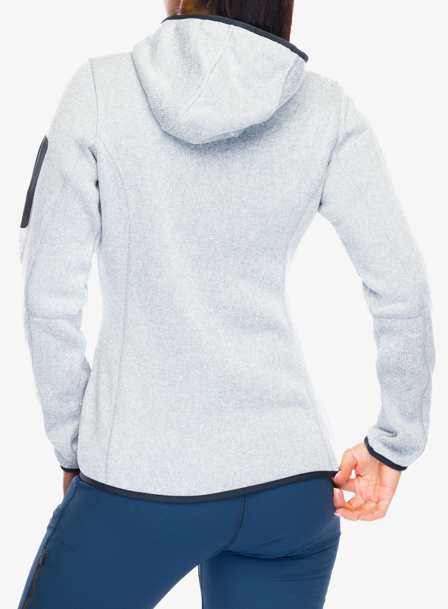 Fleece femei CMP Londra Fix Hood Jacket Knitted - alluminio/antracite