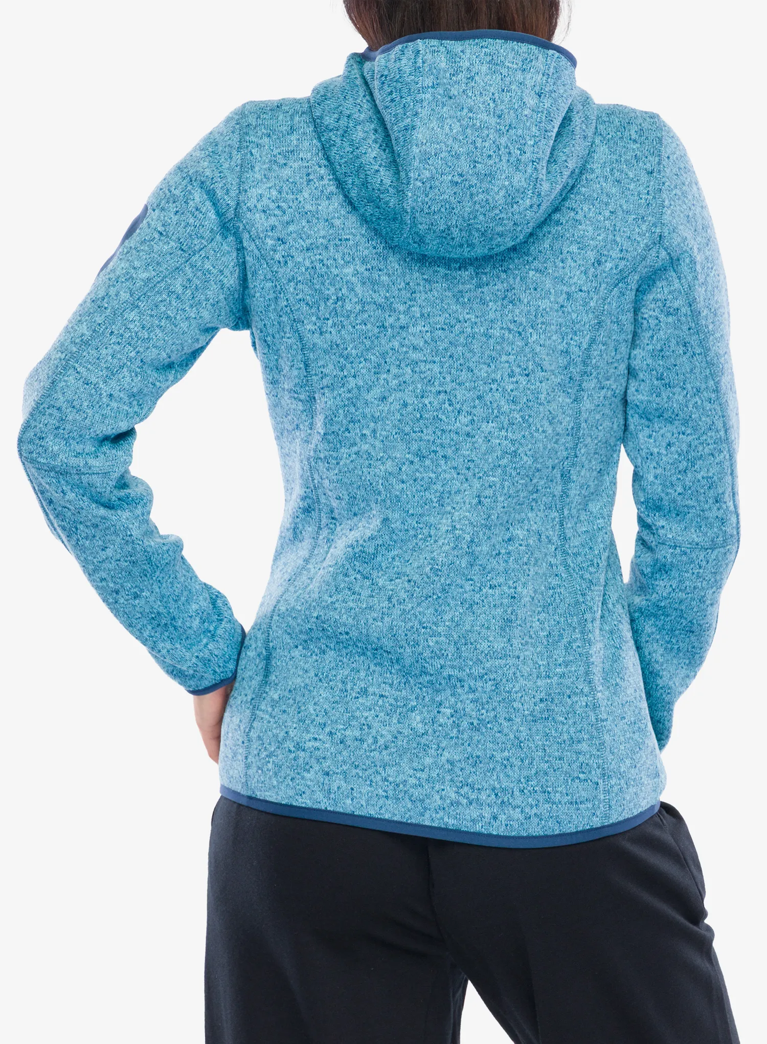 Fleece femei CMP Londra Fix Hood Jacket Knitted - topazio/blue ink