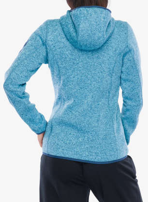 Fleece femei CMP Londra Fix Hood Jacket Knitted - topazio/blue ink