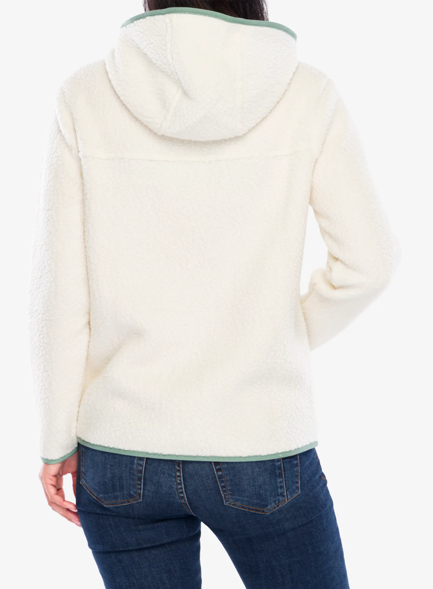 Fleece cu gluga femei Patagonia Retro Pile Hoody - natural/ellwood green