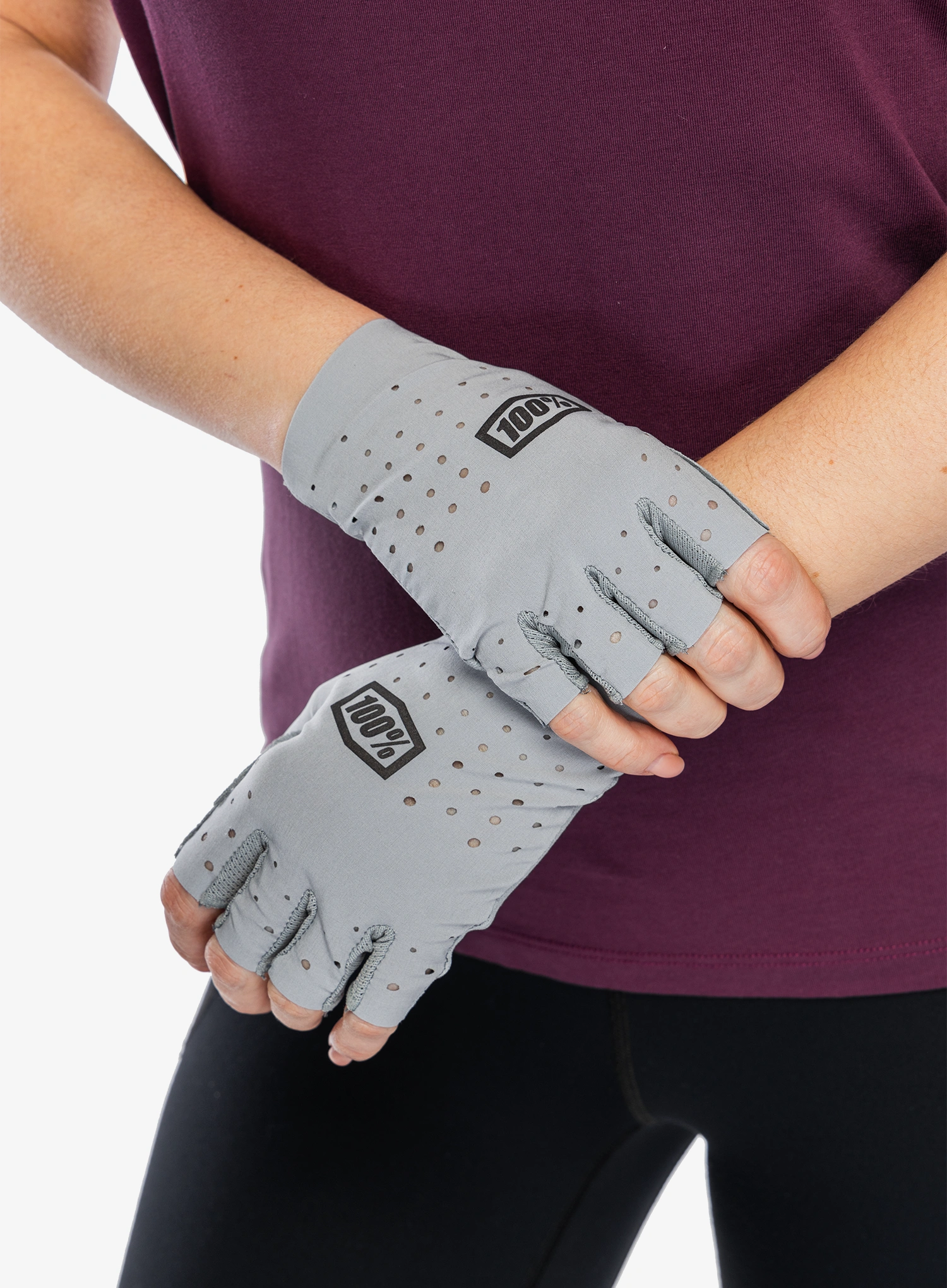 Mănuși fără degete femei 100% Sling Bike Short Finger Gloves - grey