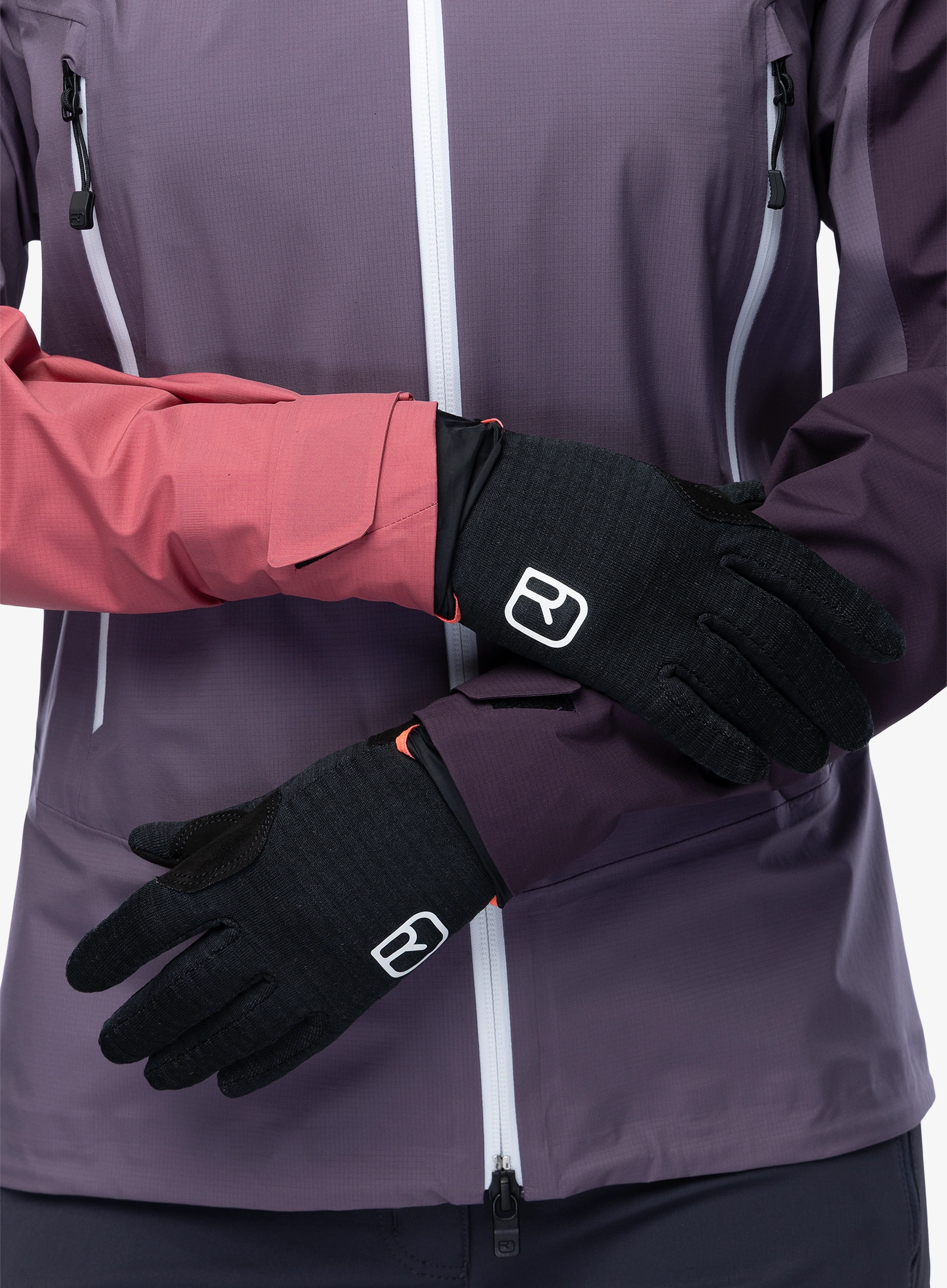 Manusi rezistente la vant femei Ortovox Fleece Grid Cover Glove - black raven