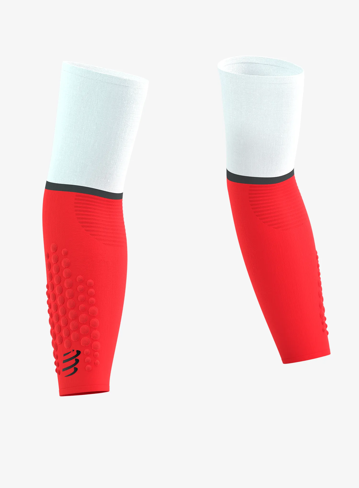 Mâneci de compresie Compressport ArmForce Ultralight - white/fluo red