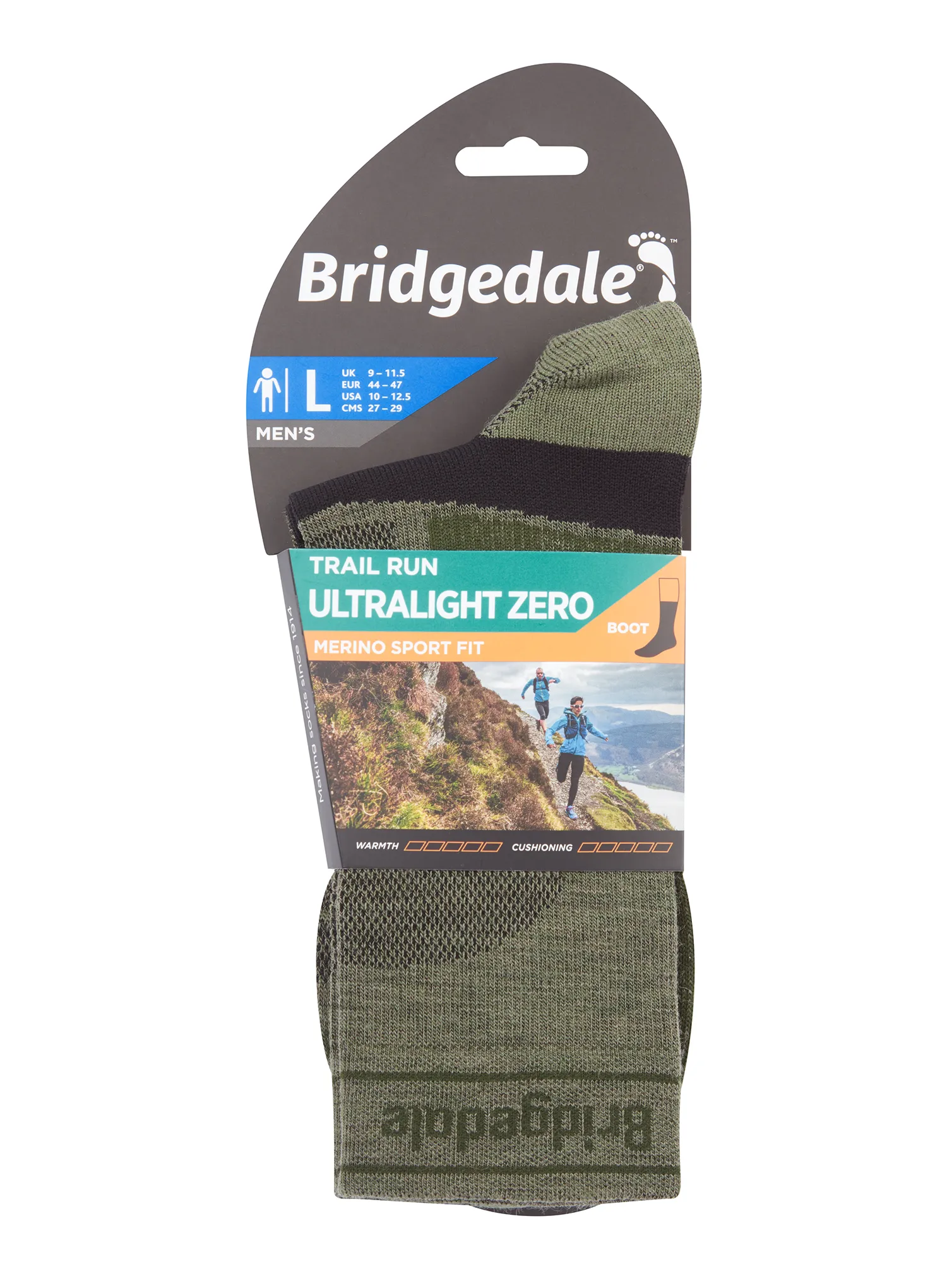 Șosete alergare Bridgedale Trail Run Ultralight Zero Merino Sport Boot - green