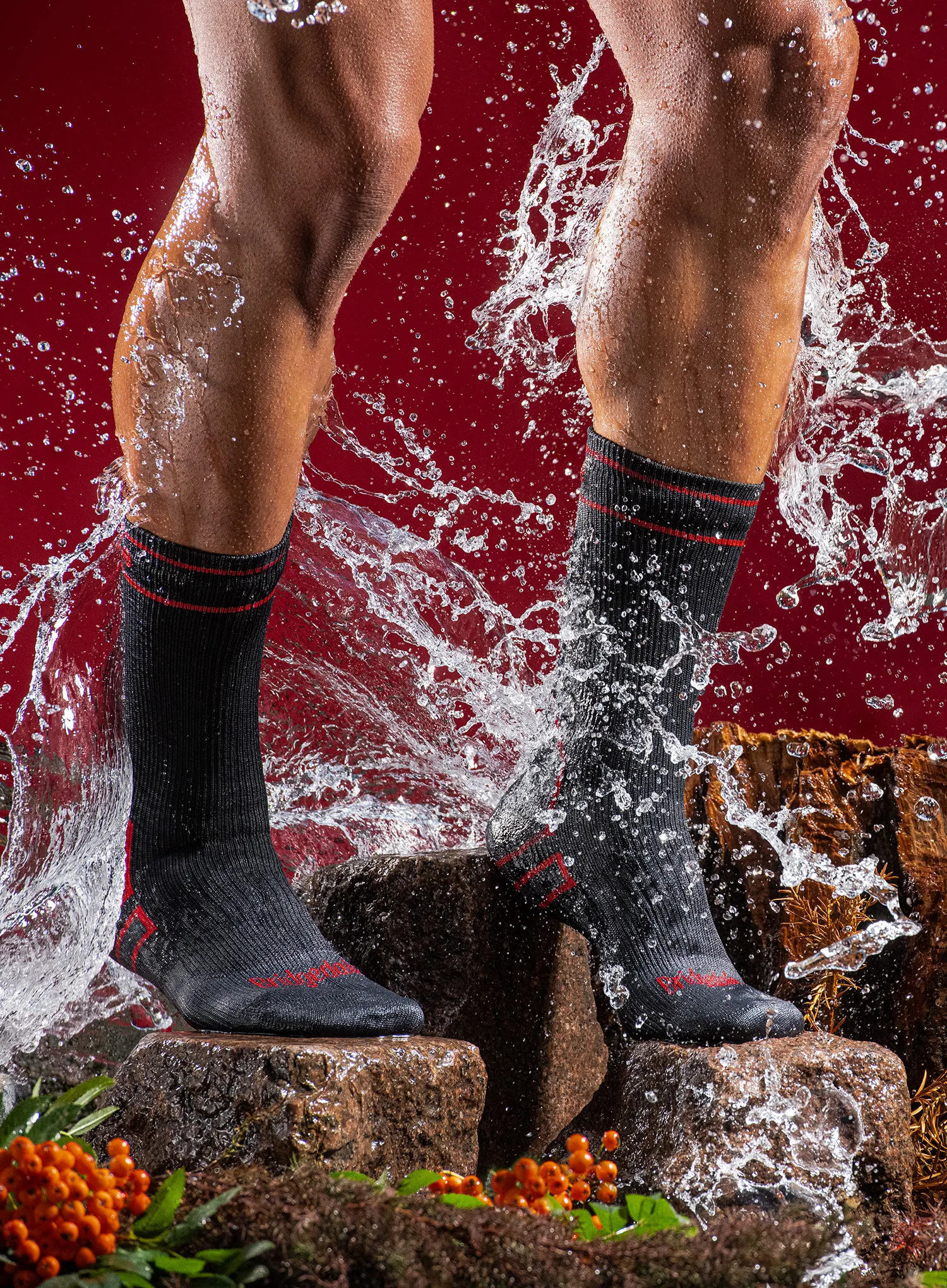 Șosete impermeabile Bridgedale StormSock Heavy Boot  - black/red