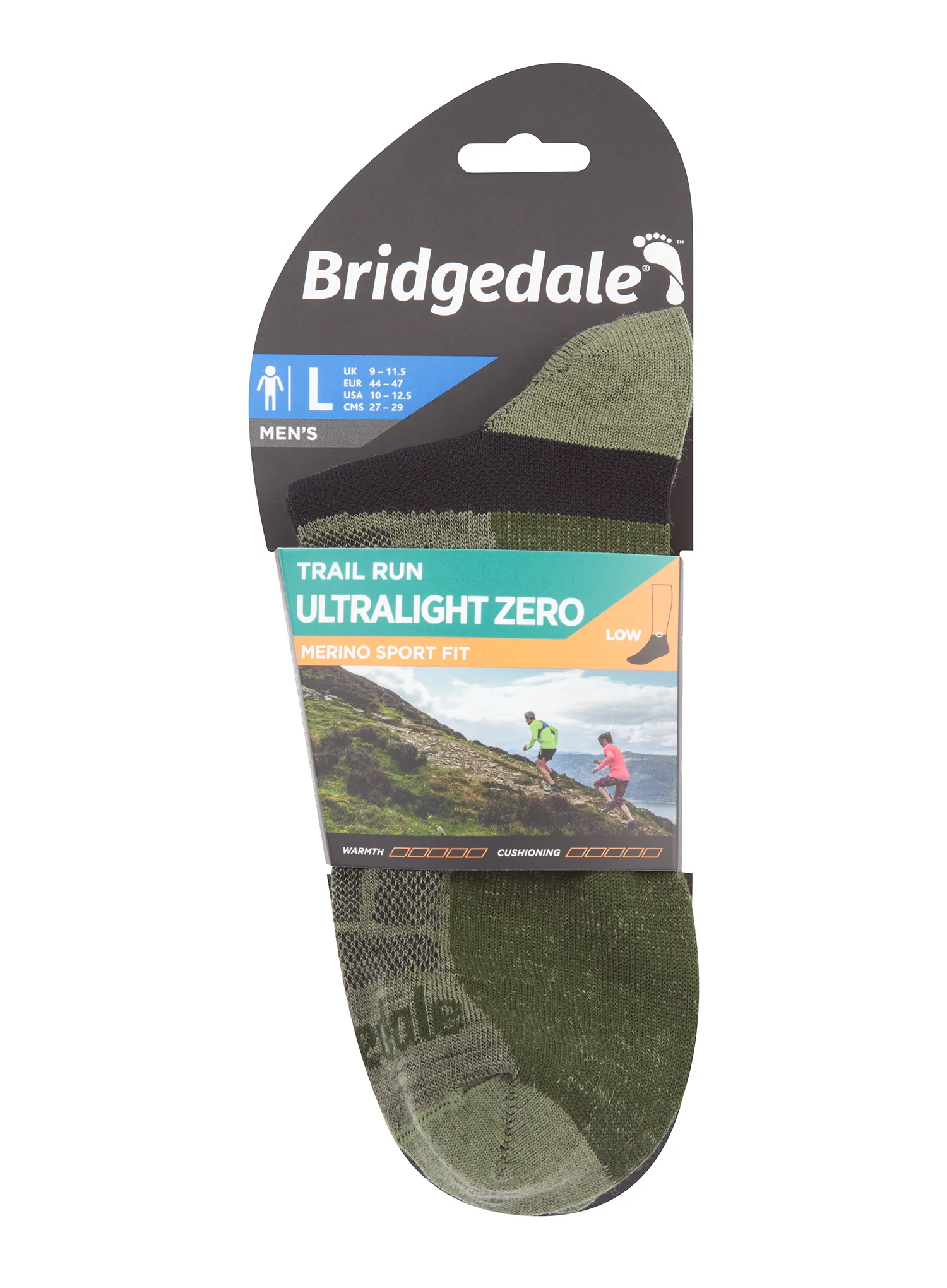Sosete de alergare Bridgedale Trail Run Ultralight Zero Merino Sport Low - green