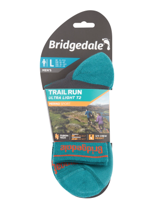 Sosete de alergare Bridgedale Ultralight T2 Merino Sport 3/4 Crew - teal