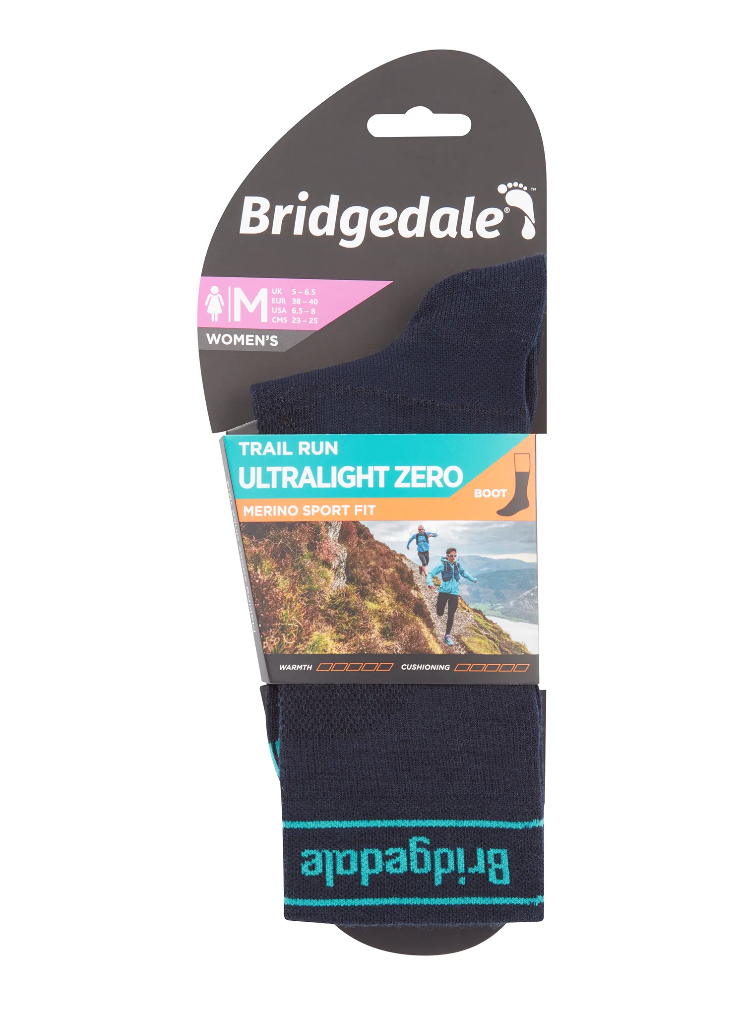 Șosete alergare femei Bridgedale Trail Run Ultralight Zero Merino Sport Boot - navy