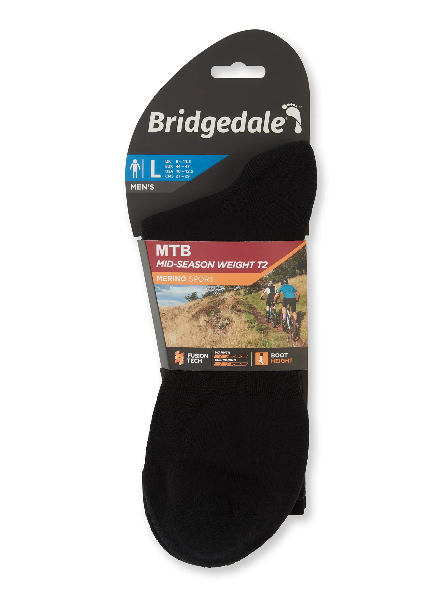 Sosete ciclism Bridgedale MTB Mid Season Weight T2 Merino Sport Boot - black