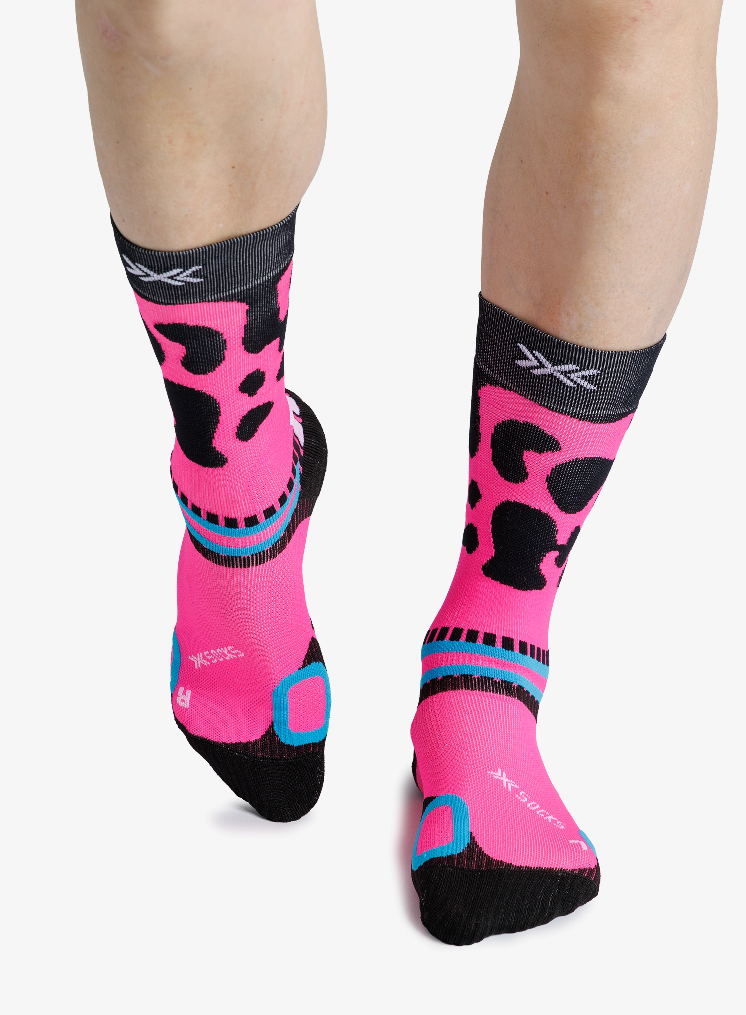 Sosete drumetie X-Socks Hike Discover Crew - fluo pink frog