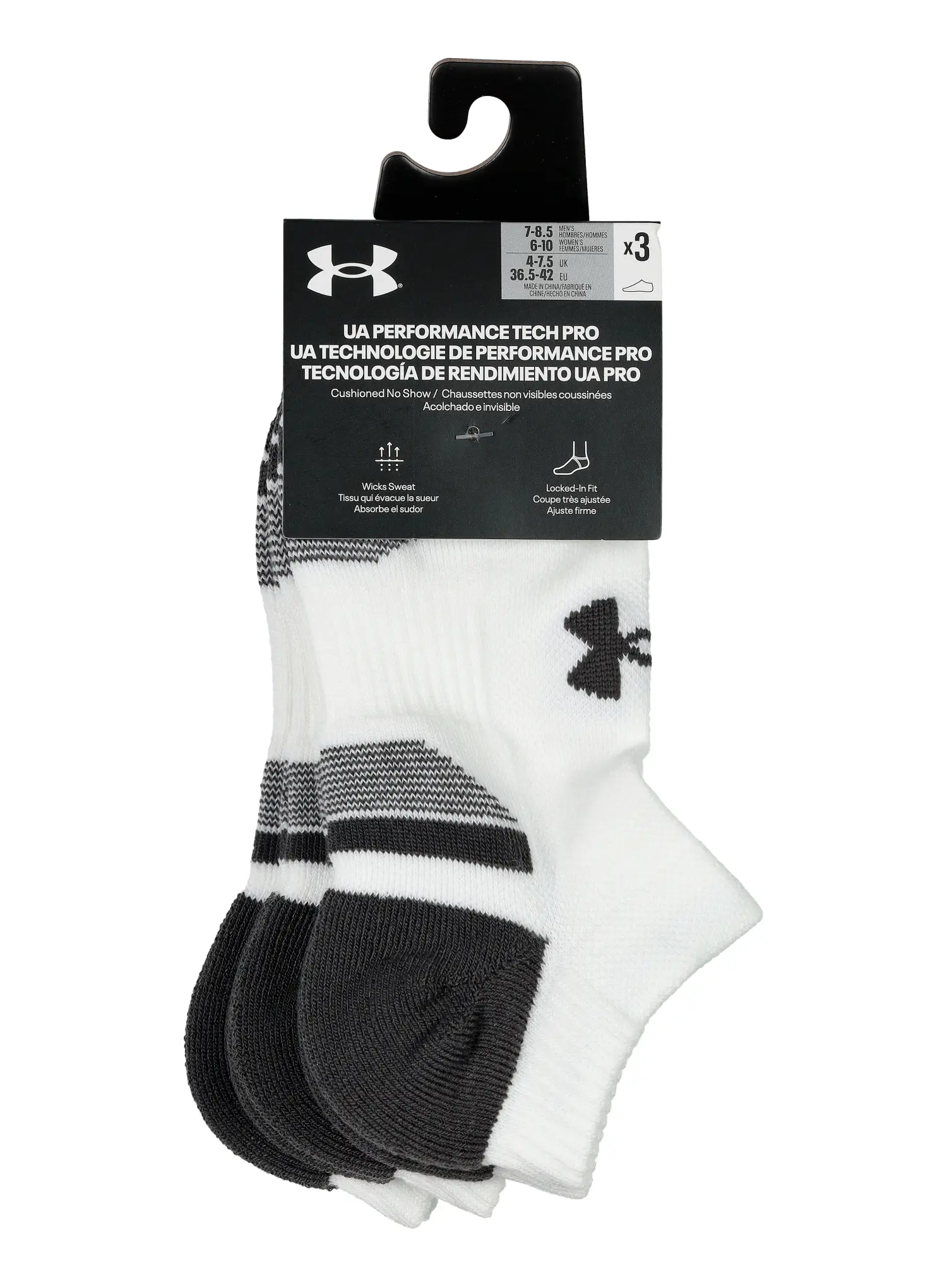 Șosete Under Armour UA Performance Tech 3-Pack No Show - white/white/jet gray