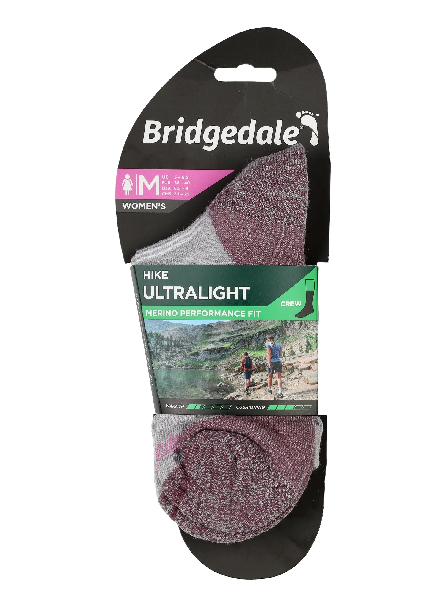 Sosete munte femei Bridgedale Hike Ultra Lt T2 Merino P Crew - aubergine