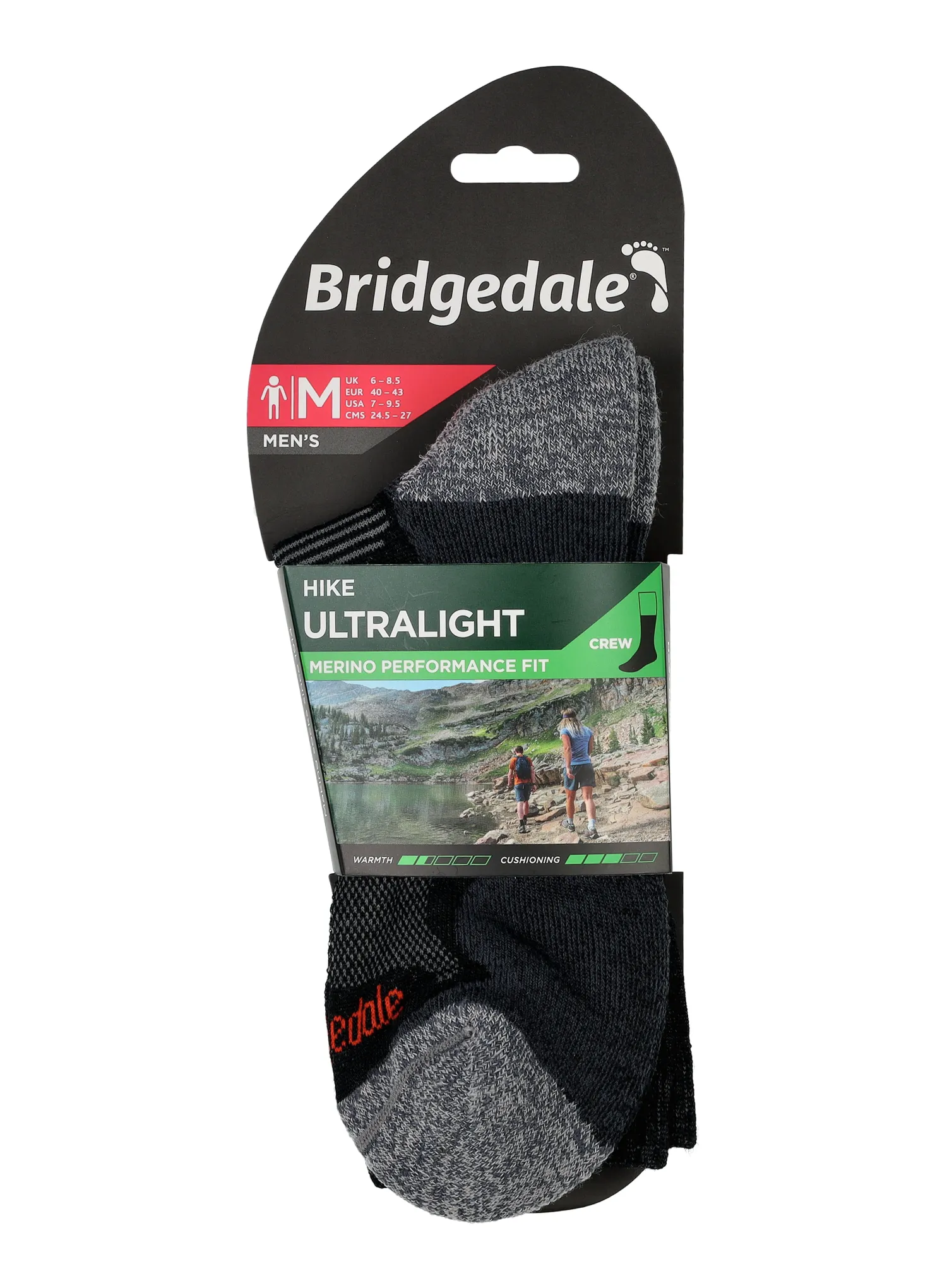 Sosete drumetie Bridgedale Hike Ultra Lt T2 Merino P Crew - black