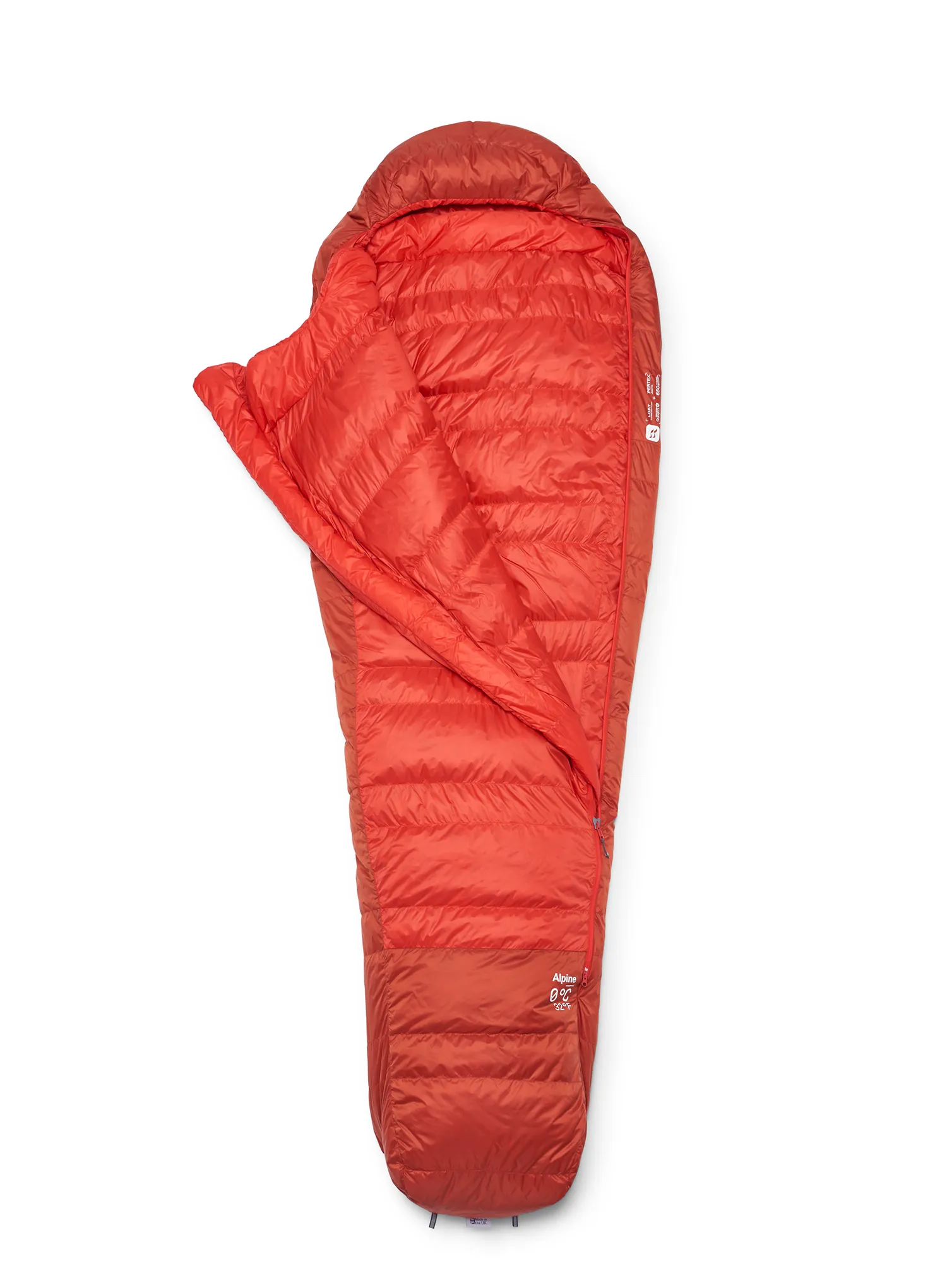 Sac de dormit matlasat Rab Alpine 0C / 32F (185 cm) - dark horizon/tuscan red