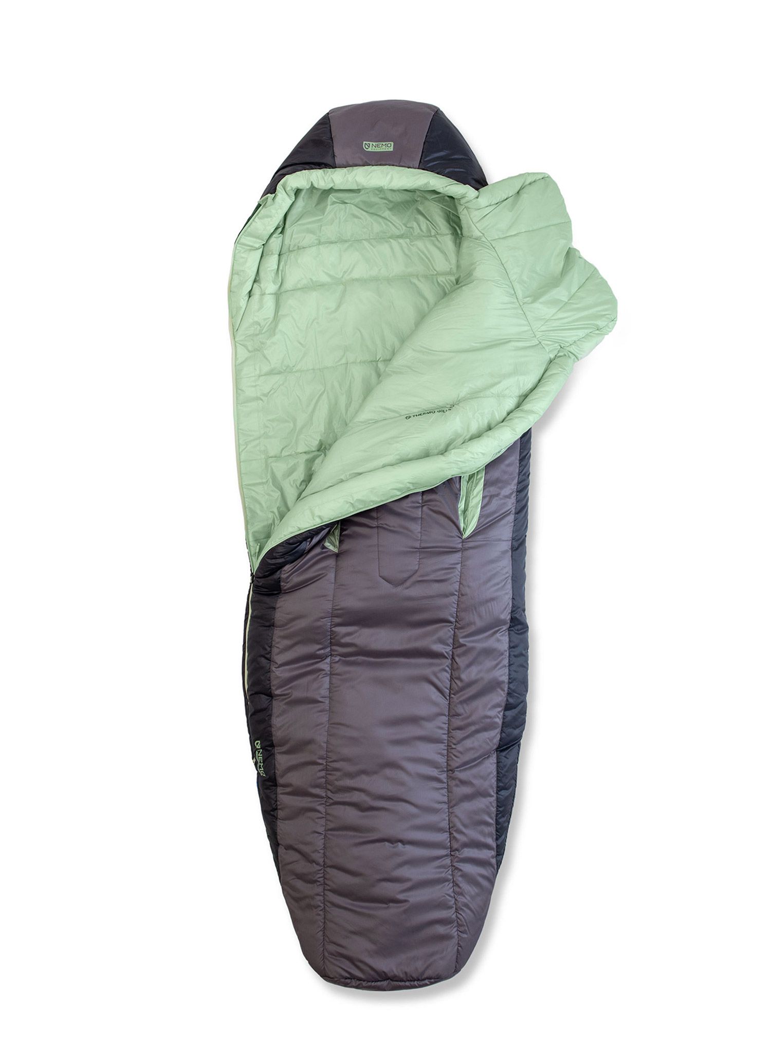 Sac de dormit sintetic pentru femei Nemo Forte Endless Promise 35 Reg (168 cm) - plum gray/celadon green