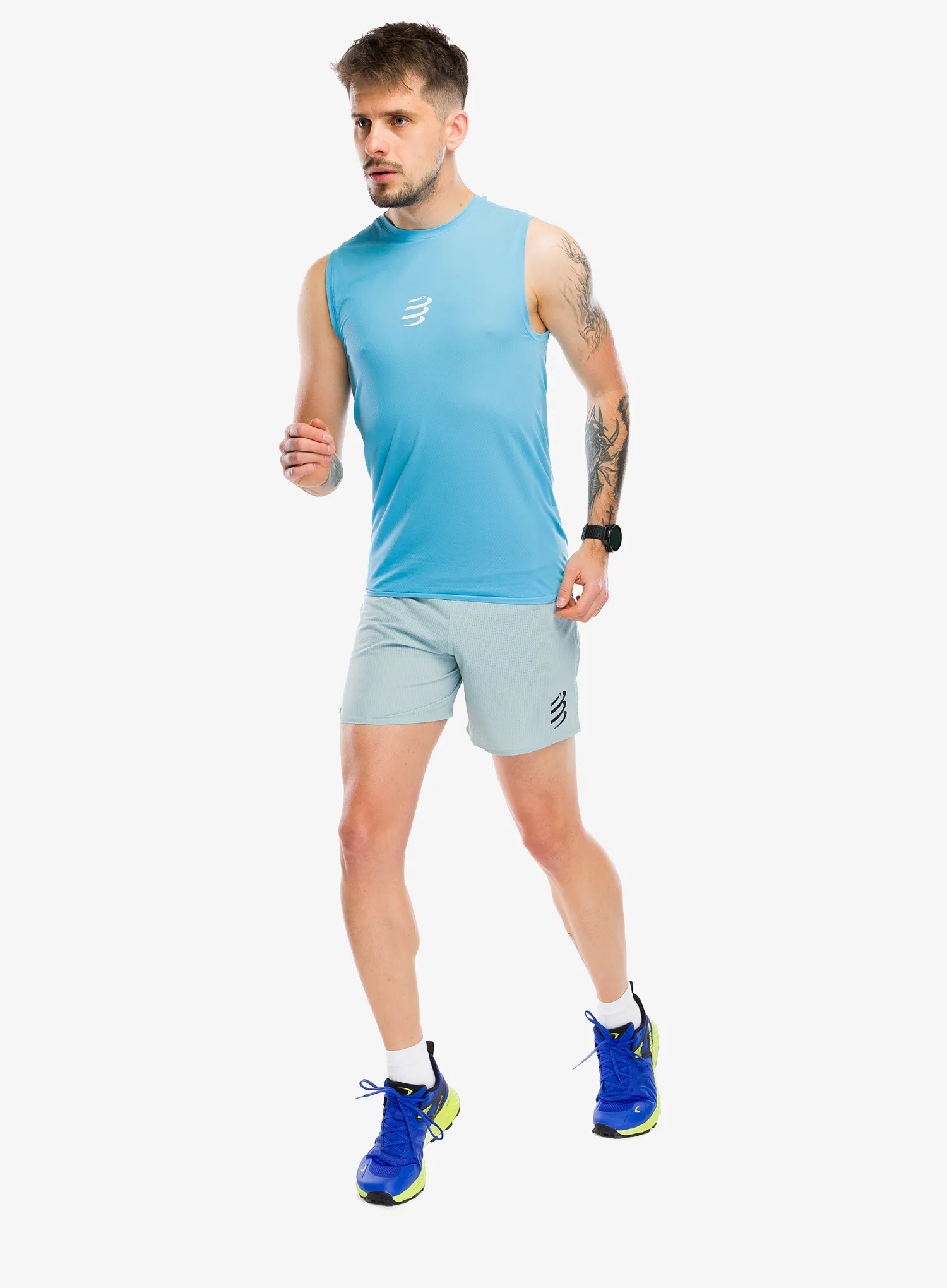 Pantaloni scurti alergare Compressport Trail Racing Overshort - ether