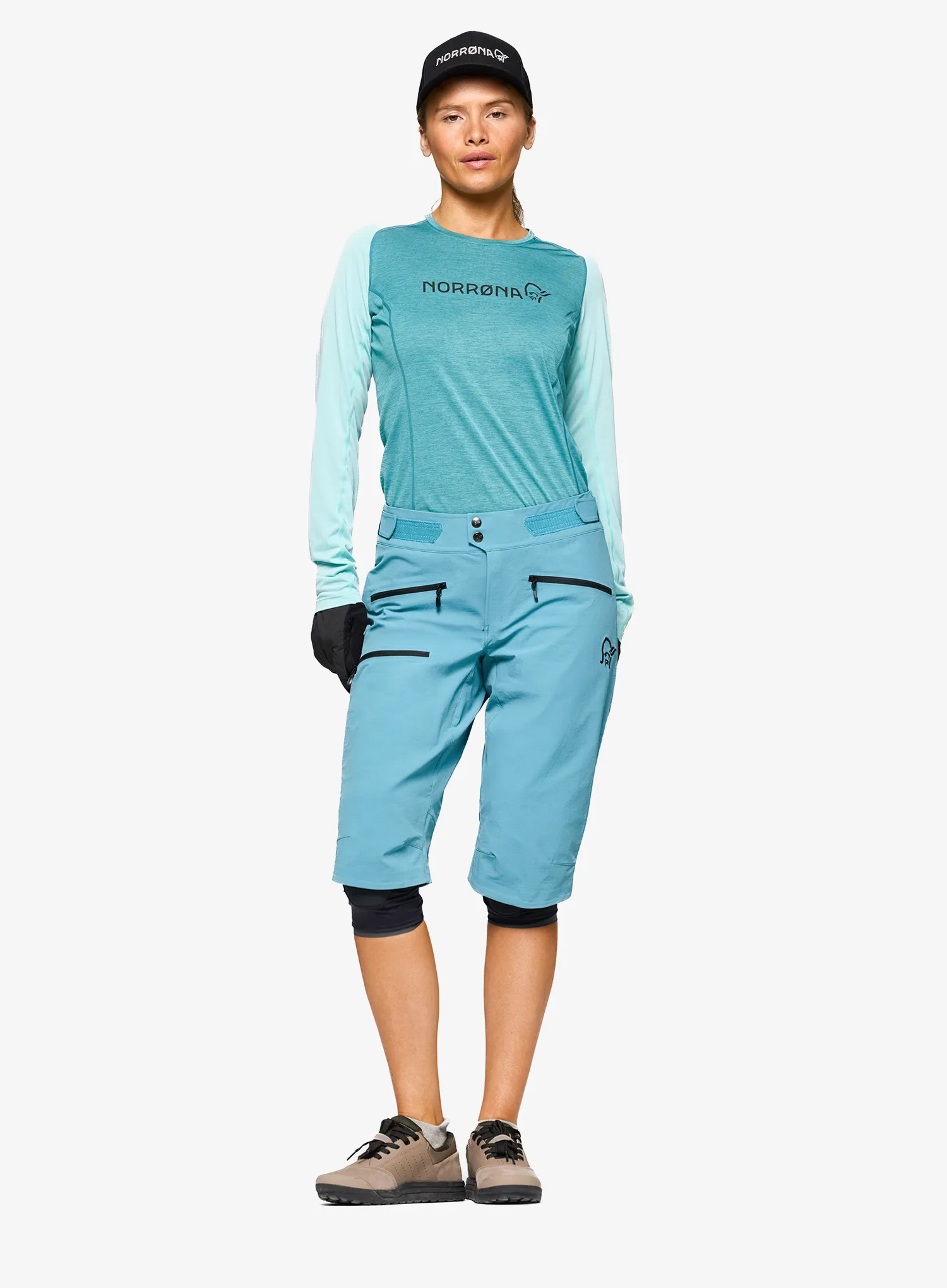 Pantaloni scurti ciclism femei Norrona Fjora Flex1 Shorts - brittany blue