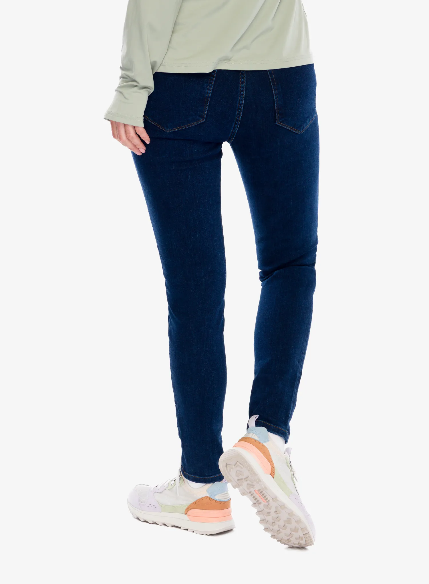 Pantaloni femei DUER Four Way Flex Denim High Rise Skinny - dark stone