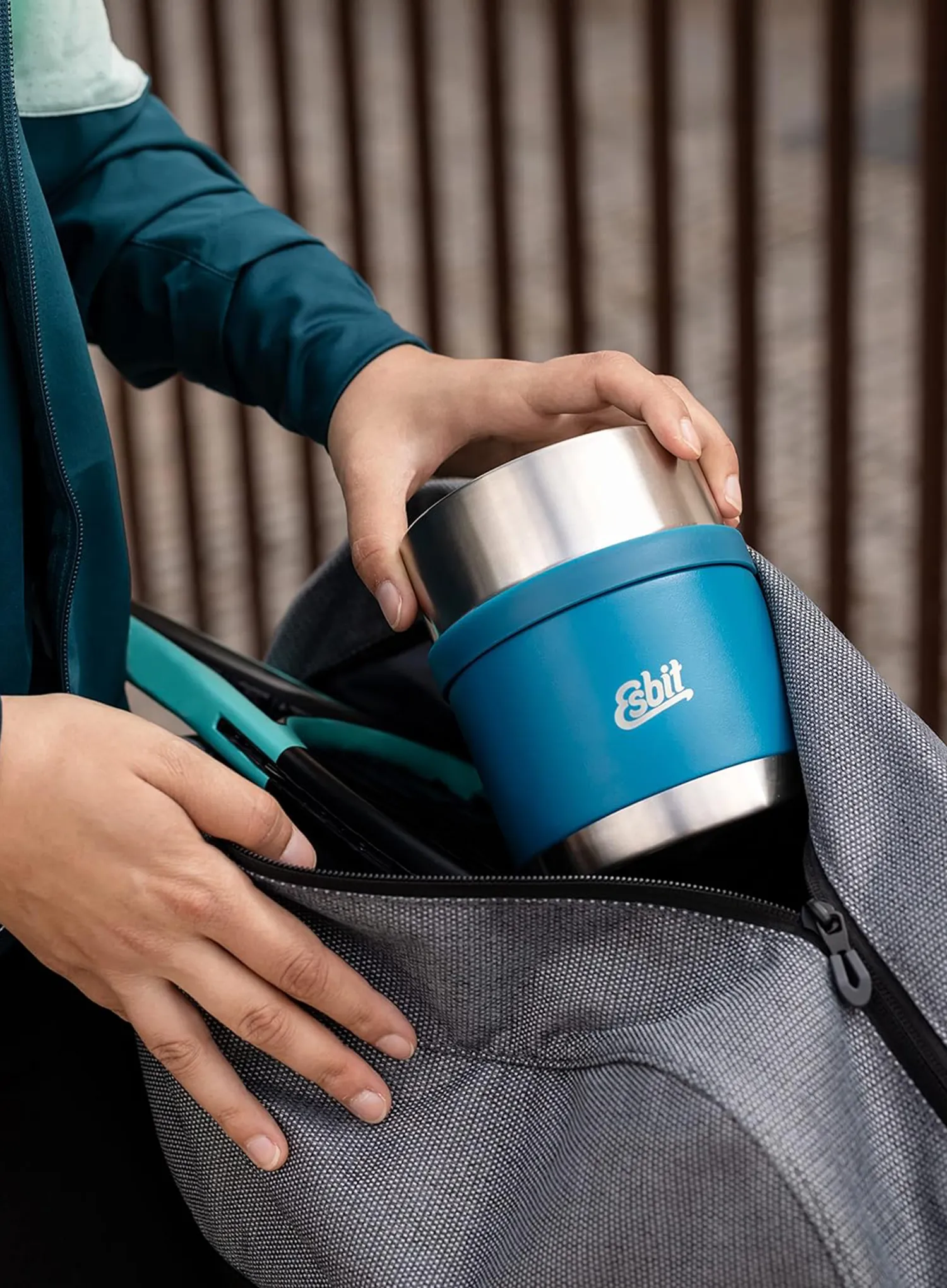 Termos mancare Esbit Sculptor Stainless Steel Food Jug 0,5L - polar blue/polar blue