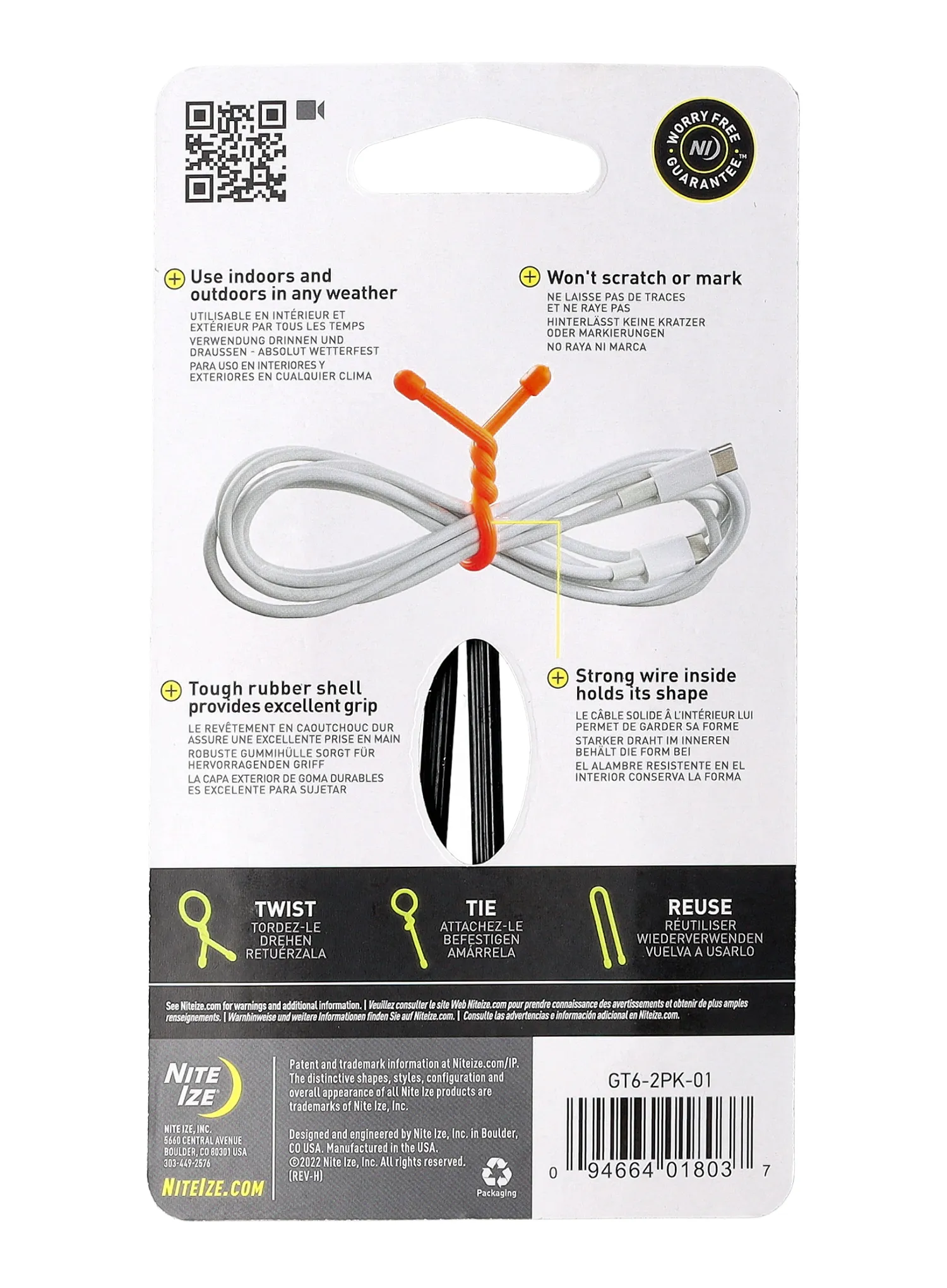 Trakai Nite Ize Gear Tie 6 - 2Pack - black