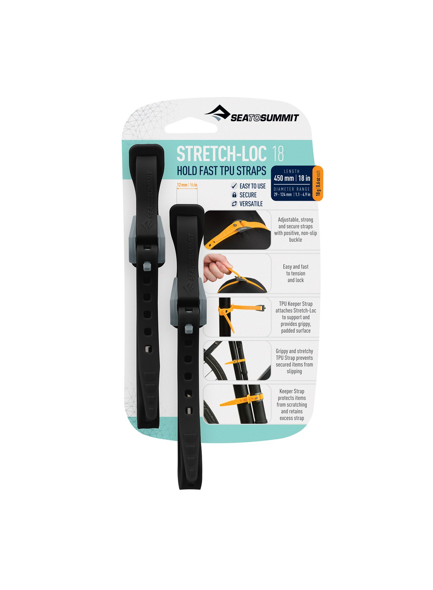 Trakai Sea To Summit Stretch-Loc 15 - 20 mm x 375 mm 2 Pack - black