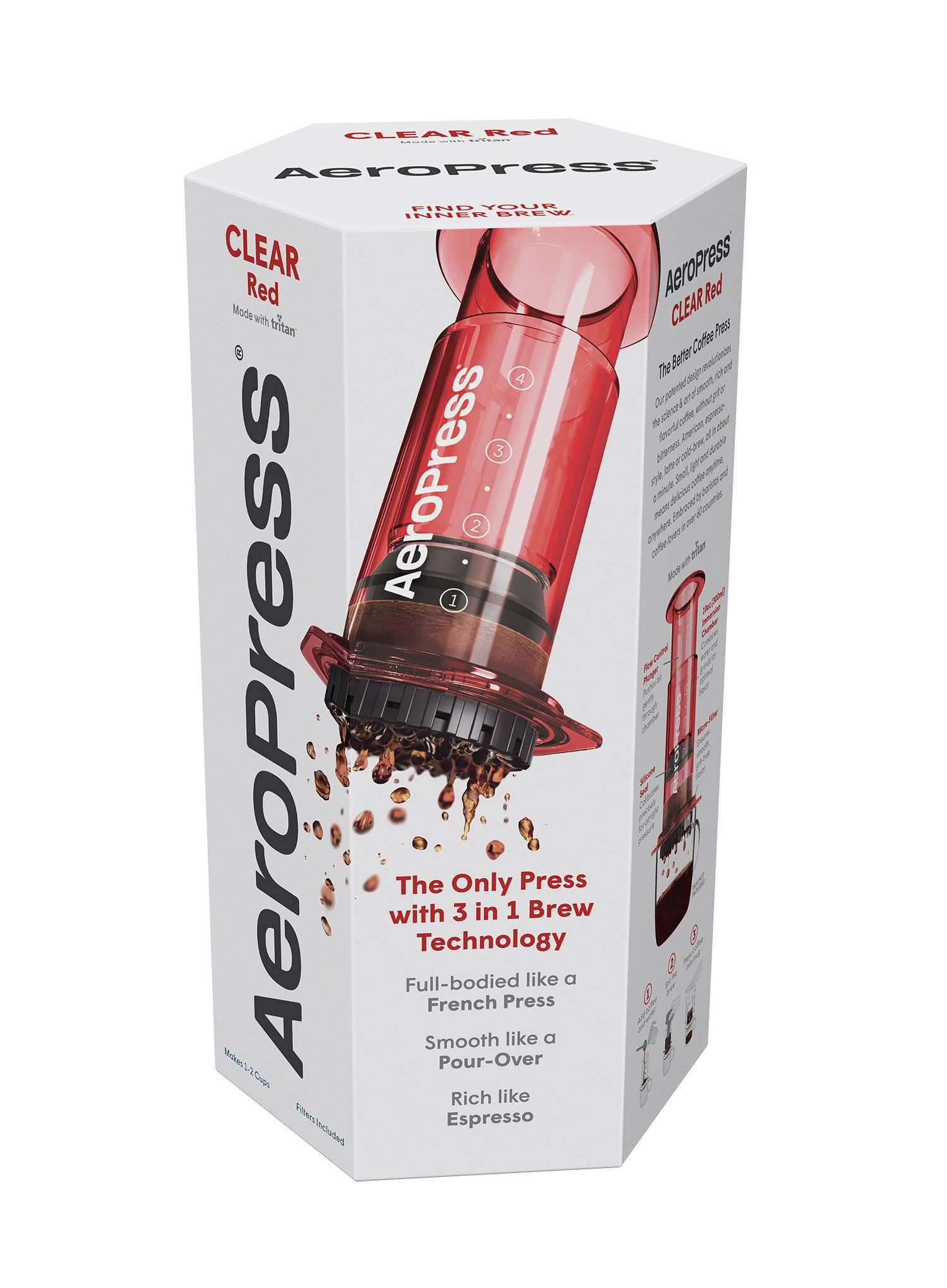 Cafetiera de voiaj AeroPress Clear - red