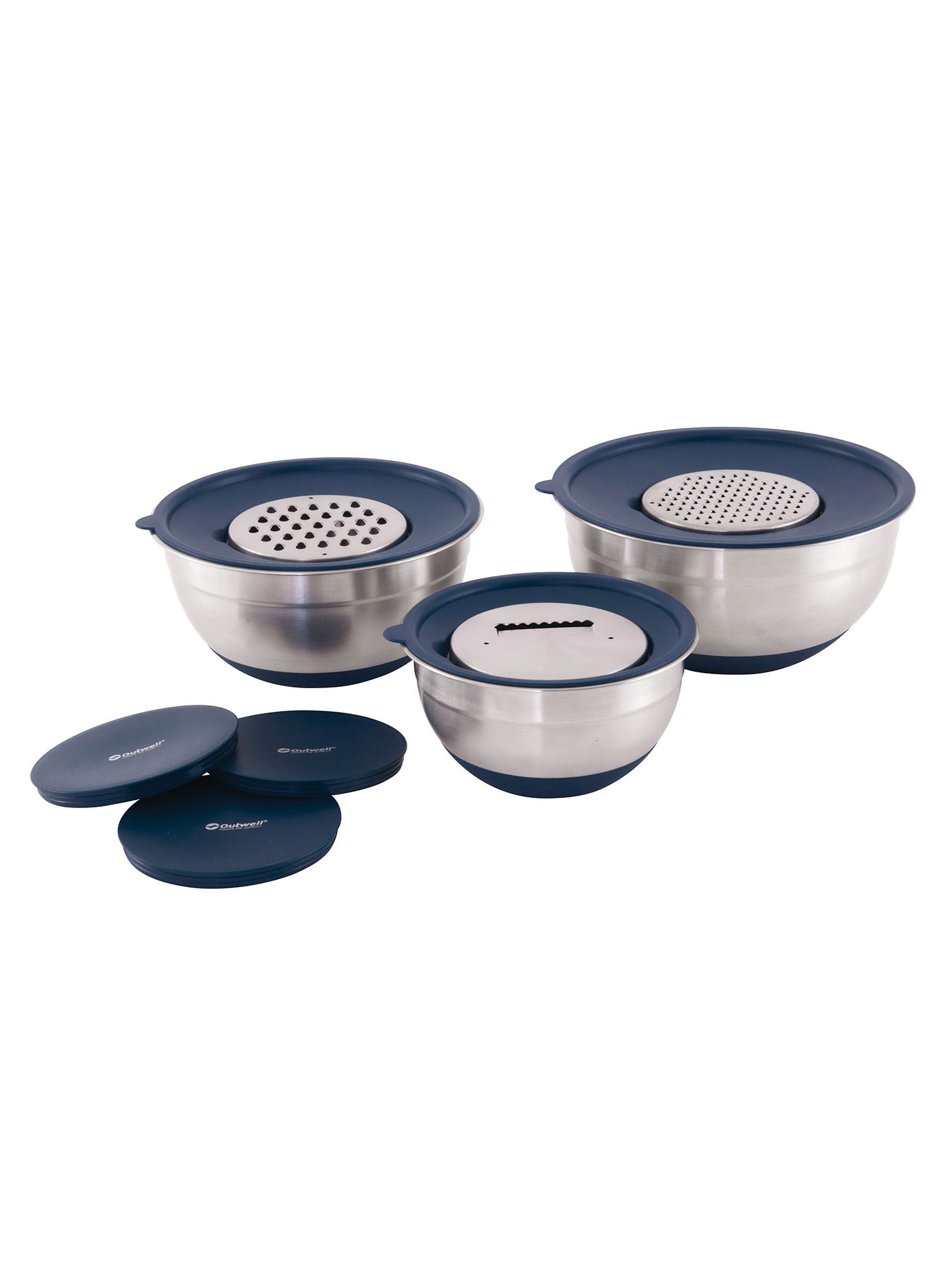 Set de vase de gătit Outwell Chef Bowl Set with Lids & Graters - silver